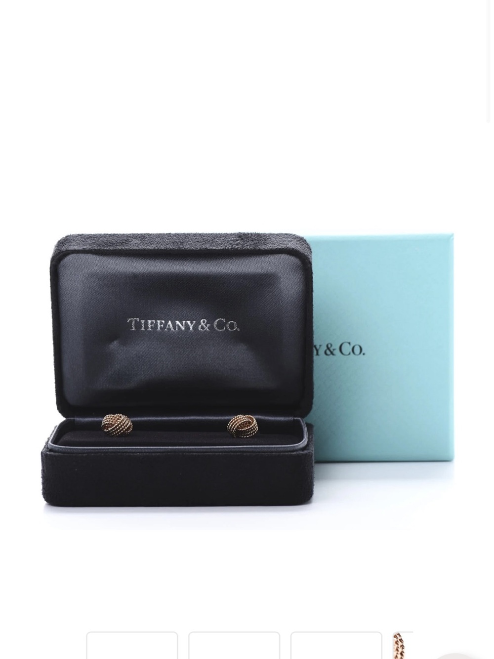 Tiffany & Co. 18K Rose Gold Twist Rope Knot Earrings